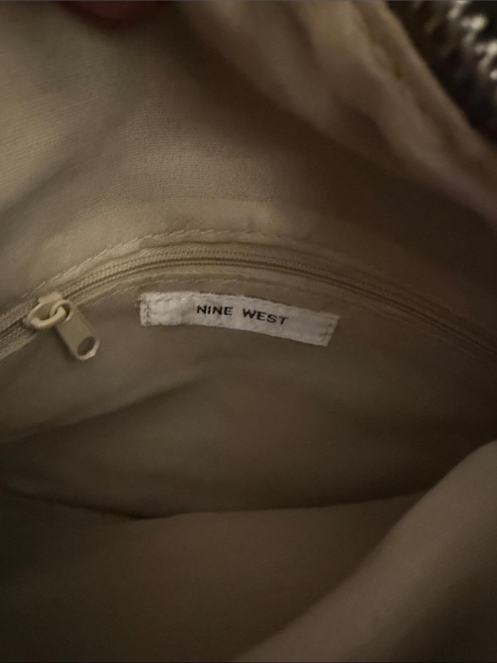 Nine West Cream Shoulder Bag with Interior Zip Pocket